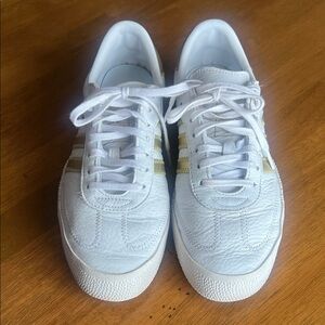 adidas White and Gold Women's leather Sneakers